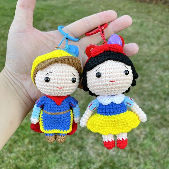 Snow White & Prince Crochet Keychain Set | Amigurumi Couple Bag Charms - Picture 10 of 10